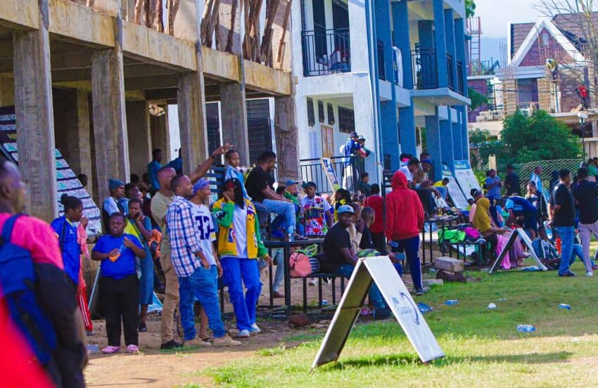 Future Stars Academy Director Alfred Itaeli and sports consultant Kenfrey during a youth football technology presentation in Arusha