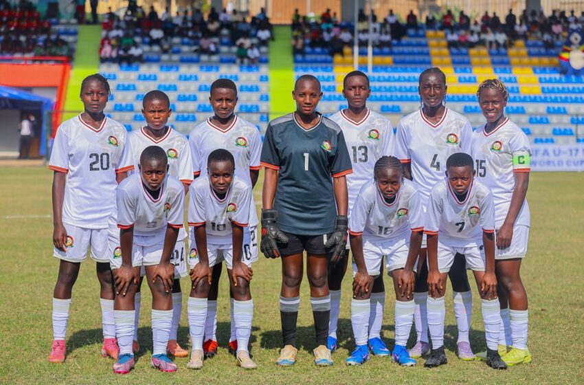 Kenya Junior Starlets U-17 national women's football team squad line-up group photo ahead of an international match.